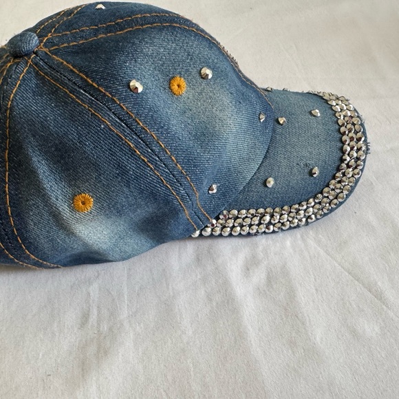 Denim Cap with Rhinestone Smiley - Picture 3 of 4